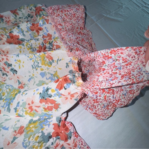 Free People vibes Orange Short Sleeve Tee with Floral Ruffle Sleeves - Picture 3 of 7